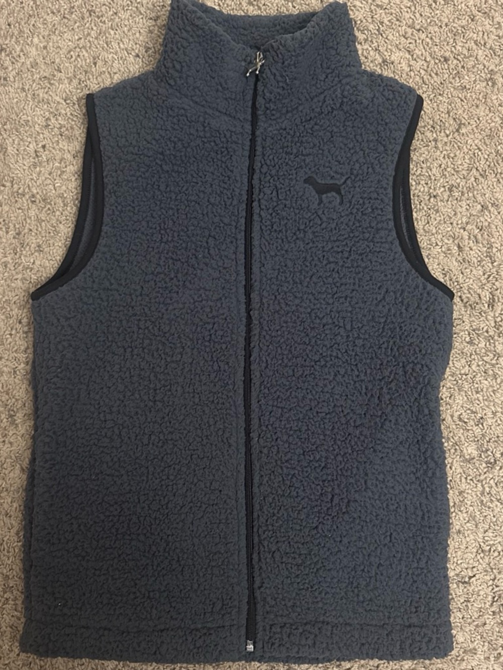 PINK Victoria's Secret Black Sherpa Fleece Vest